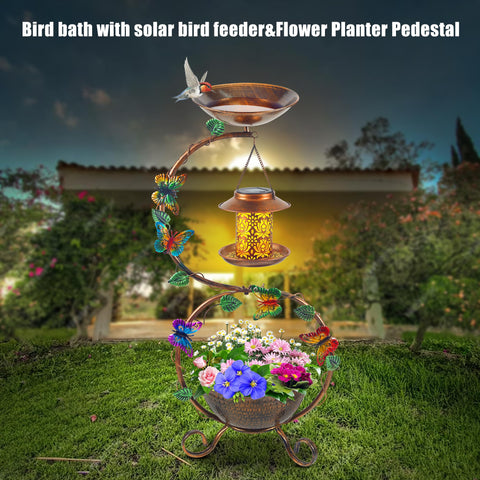 YYWMWM solar bird feeder lights the garden at night for birds