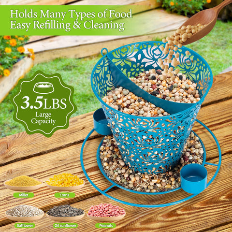YYWMWM solar bird feeder top-fill opening for quick reloads.