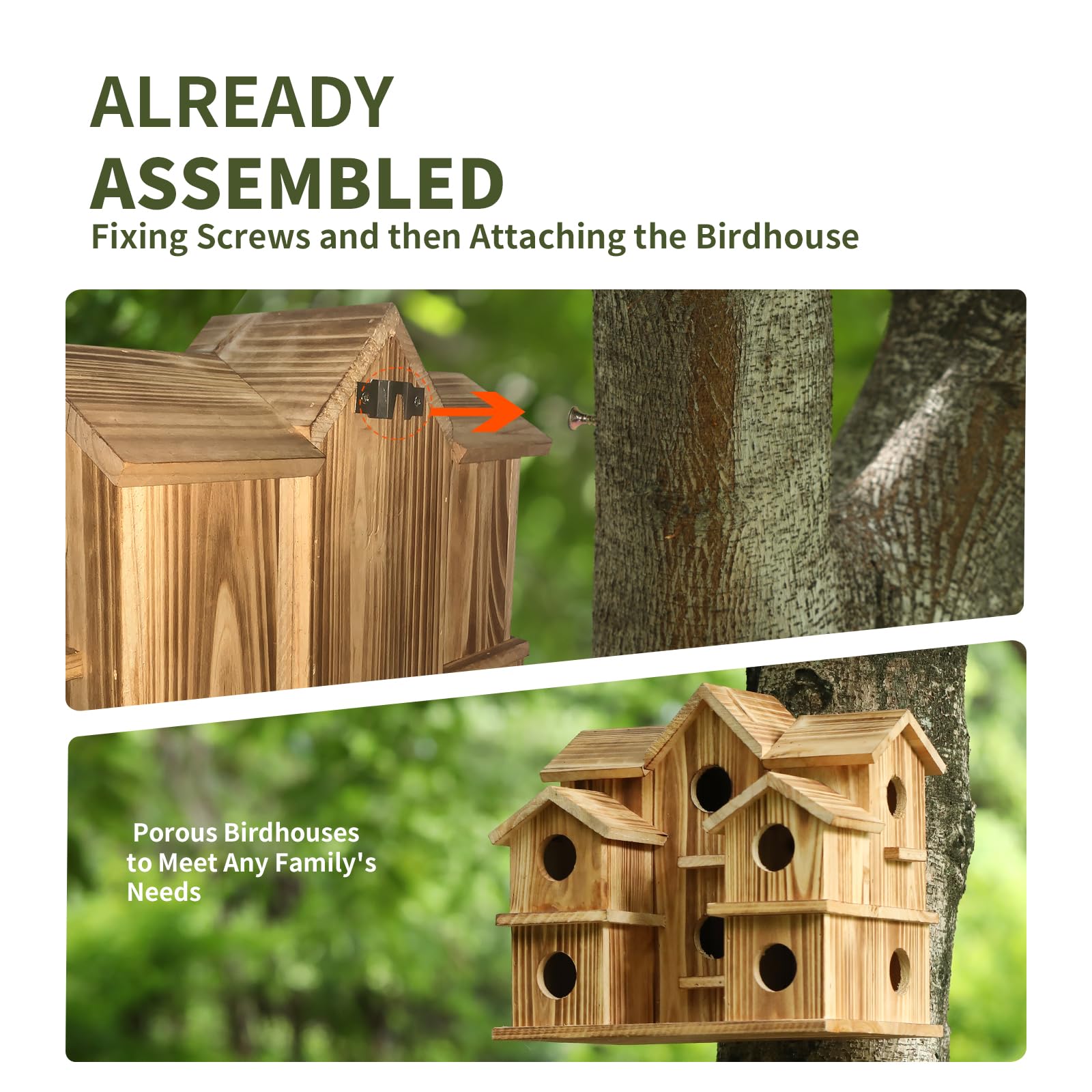 YYYUAN bird house back with metal hook for hanging