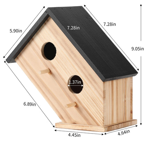 YYYUAN cedar wren house showcasing natural wood finish for durable backyard nesting.
