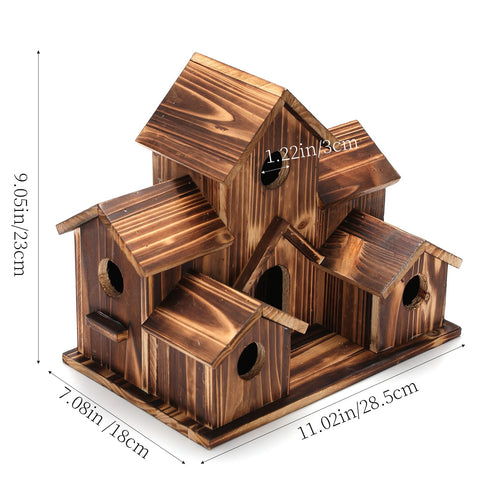 YYYUAN large six-room cedar bird house supports multiple families outdoors.
