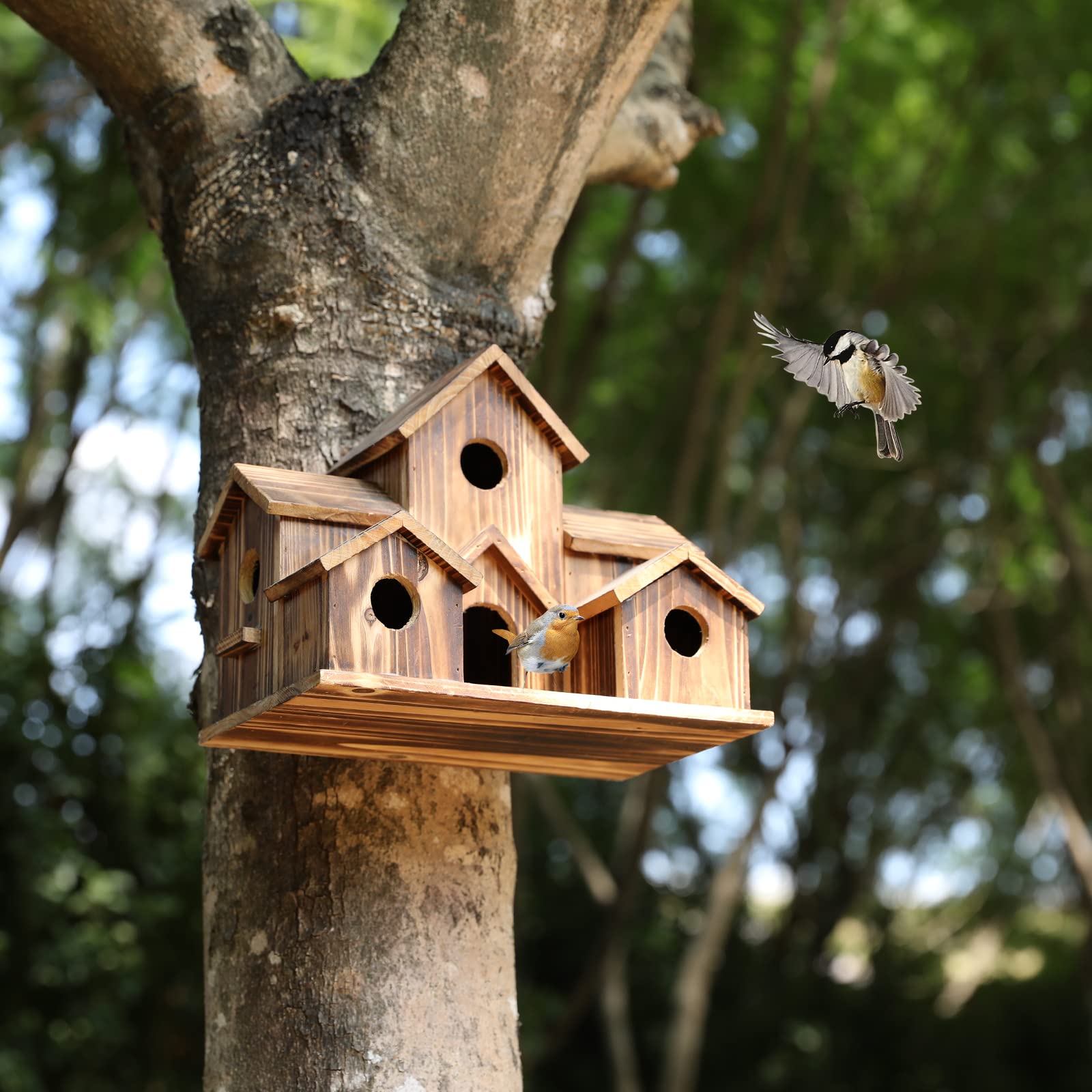 YYYUAN outdoor-ready bird house features a back hook for easy hanging.