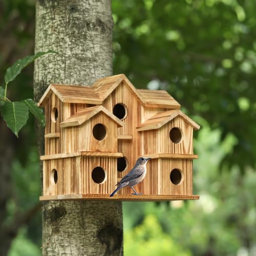 YYYUAN outdoor bird house with 10 holes for family nesting