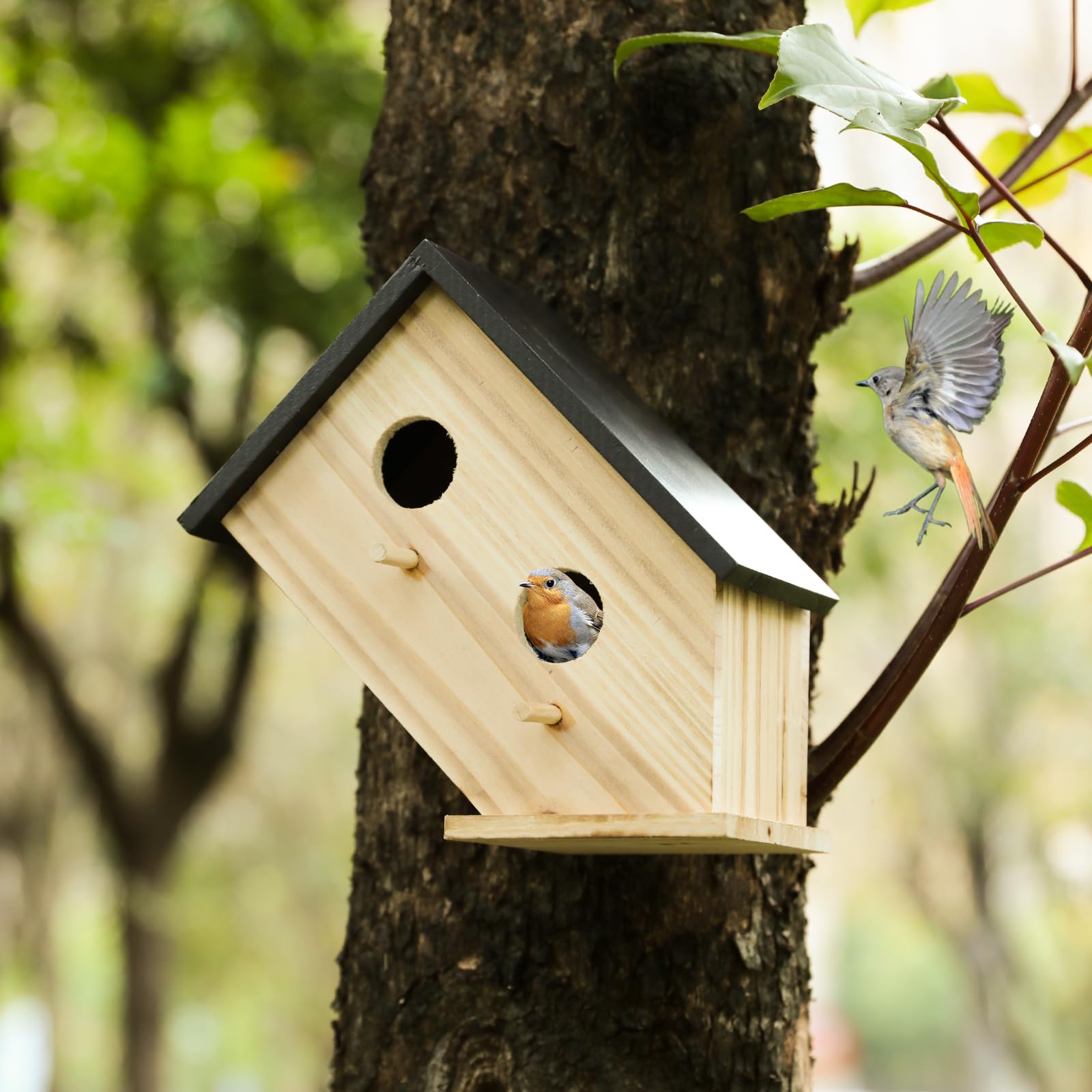 YYYUAN rustic garden decor bird house adds charm to yard or patio.