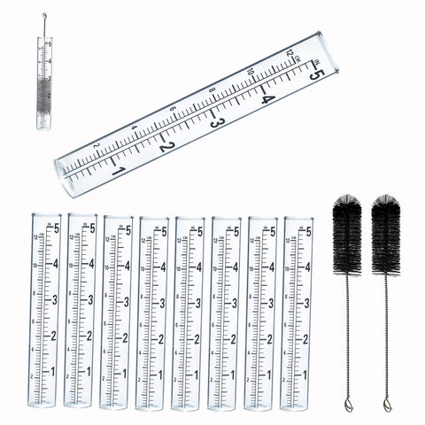 YZDTECH rain gauge tube 5-inch clear glass for precise rainfall measurement outdoors.