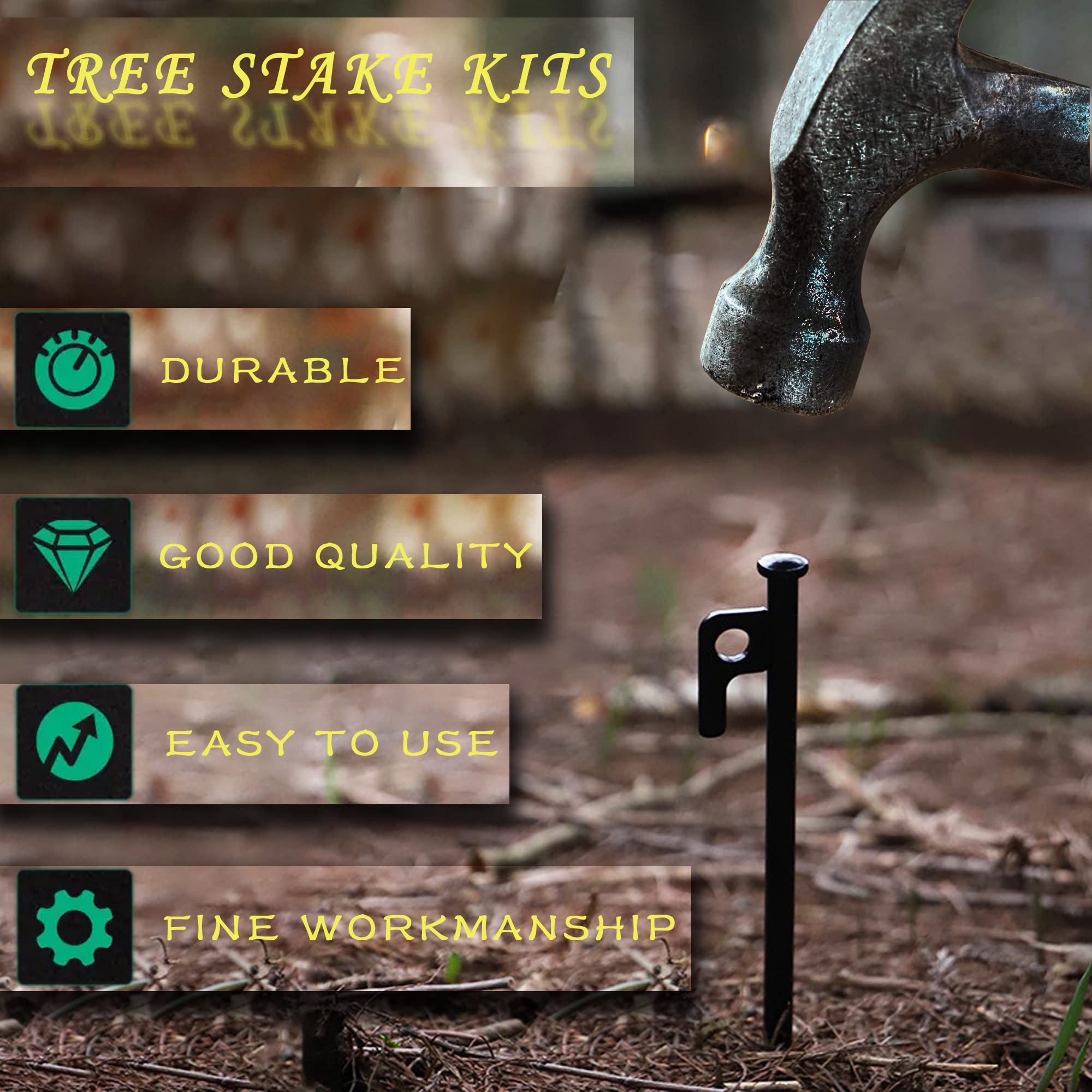 YZDTECH tree stake kit straps 15.8-inch keep trees secure and upright.