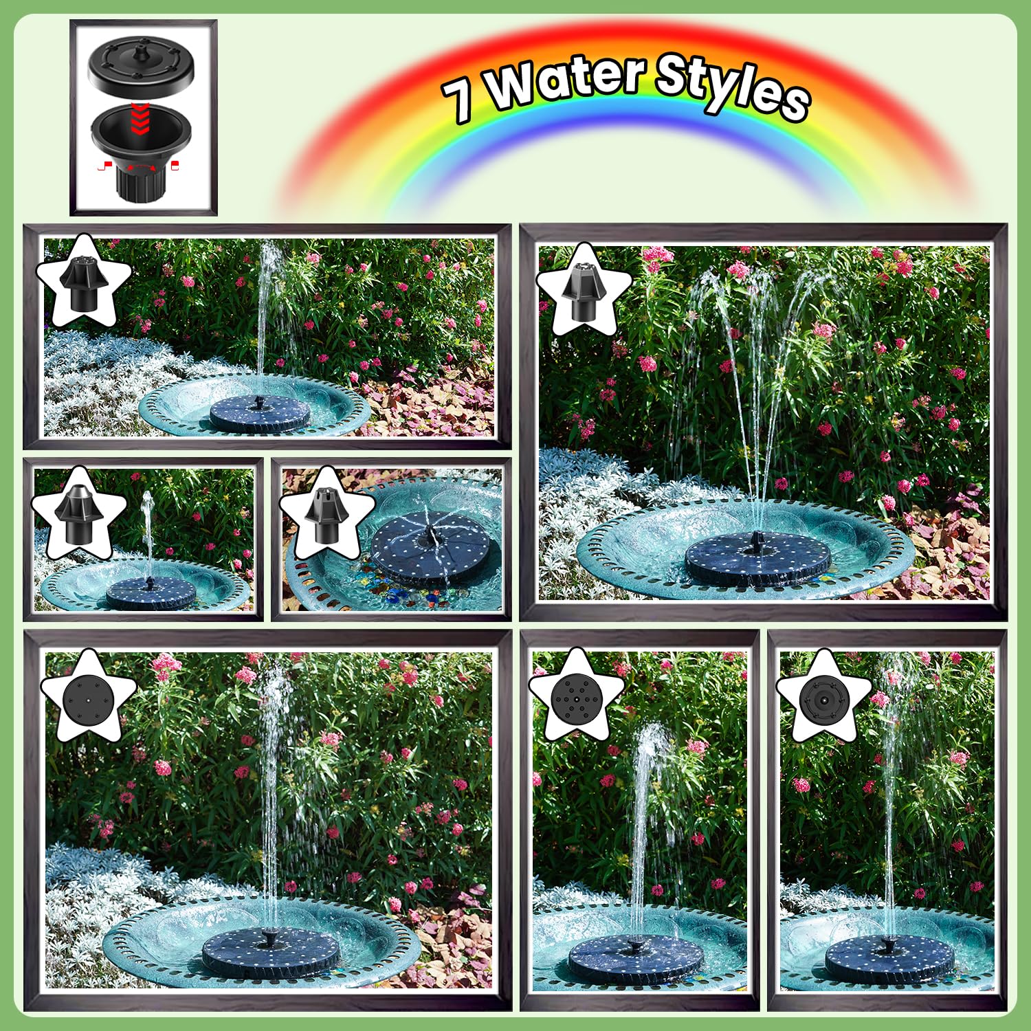 Yzert fountain with 4000mAh battery powering evening water display