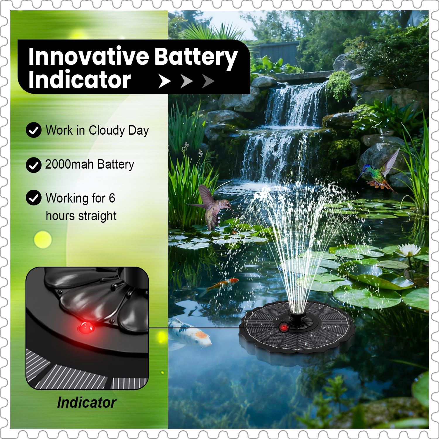 Yzert fountain with 8 styles, 7 nozzles, and anti-drift design for stable spray