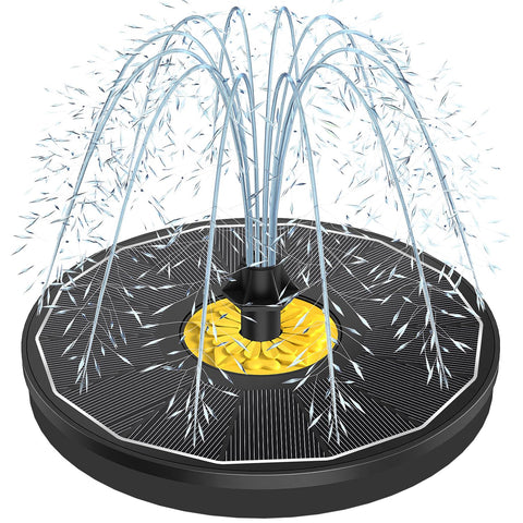 Yzert solar panel powers a bird bath fountain for efficient outdoor water display.