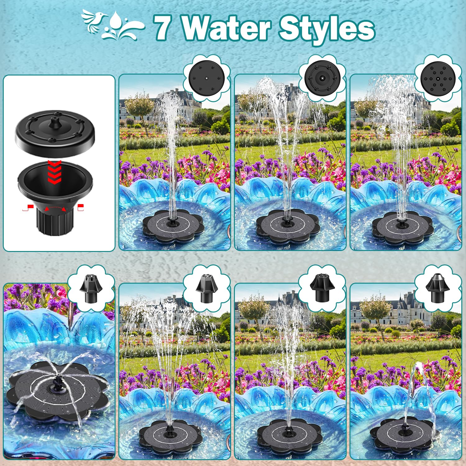 Yzert anti drift design with fixer rods keeps the fountain centered and stable