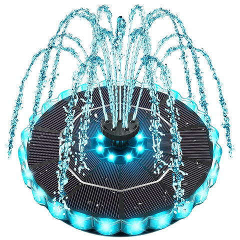 Yzert solar fountain with colorful ring lights for night ambiance in bird baths