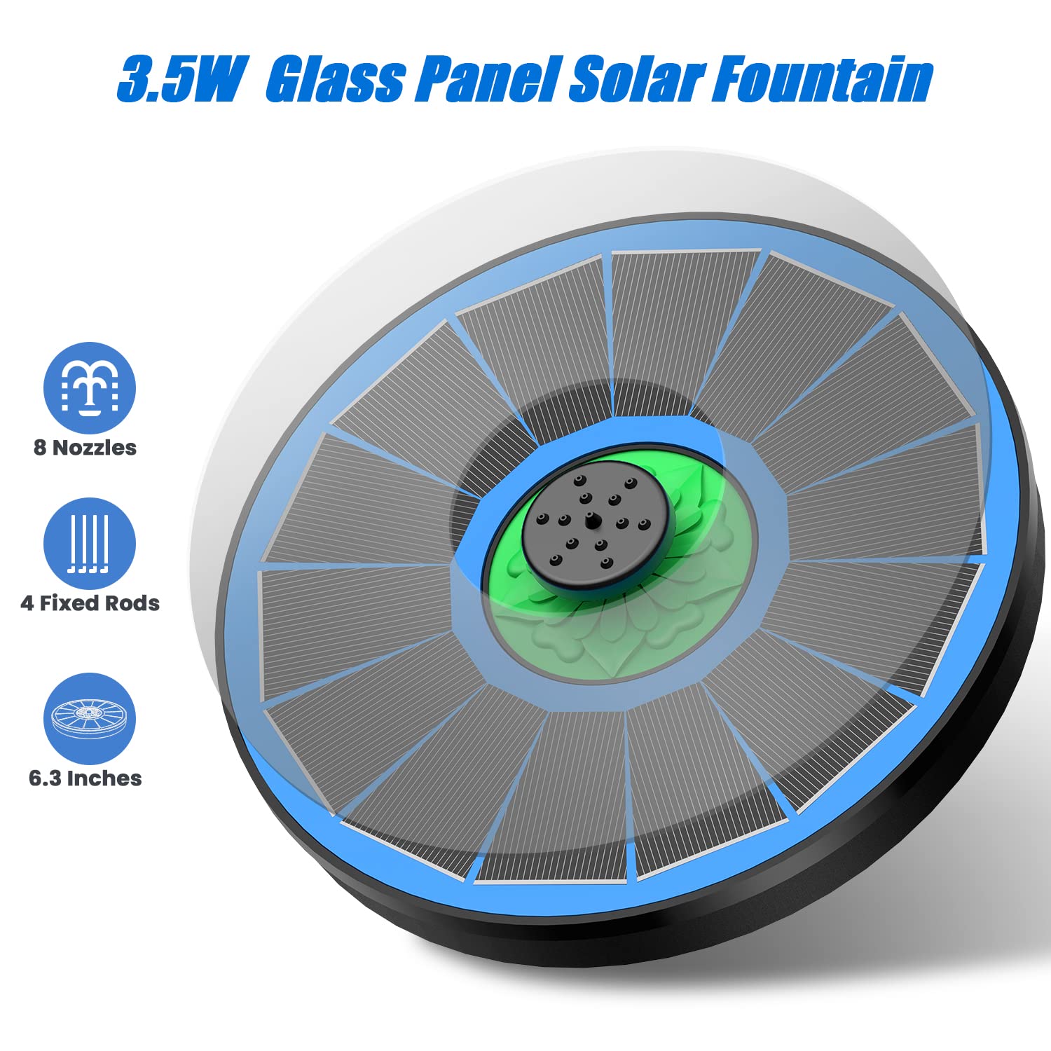 Yzert solar fountain fixed rods prevent drifting for stable operation