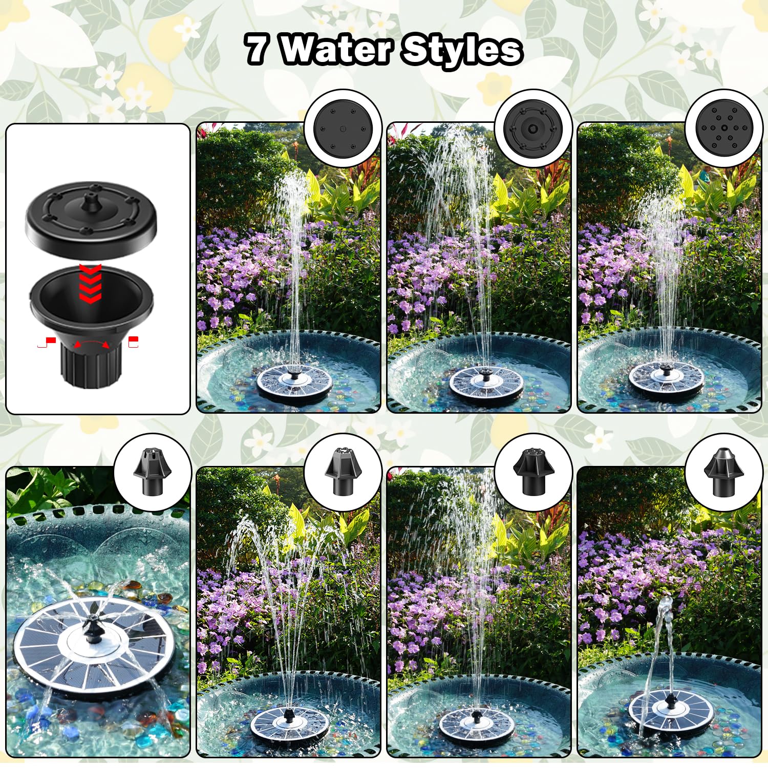 Yzert fountain fixed rods prevent drift for stable displays