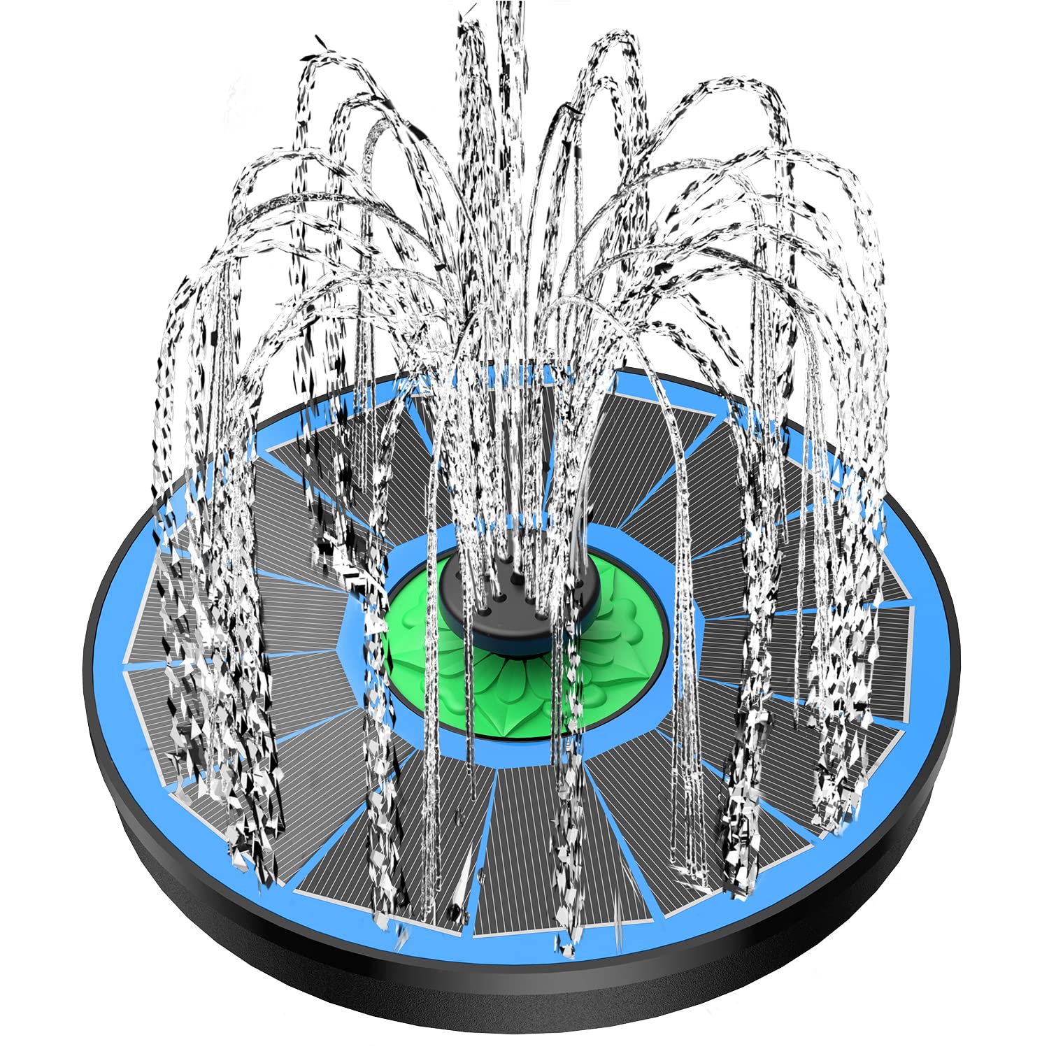 Yzert solar fountain with full glass panel for bird bath, enhancing visibility and efficiency