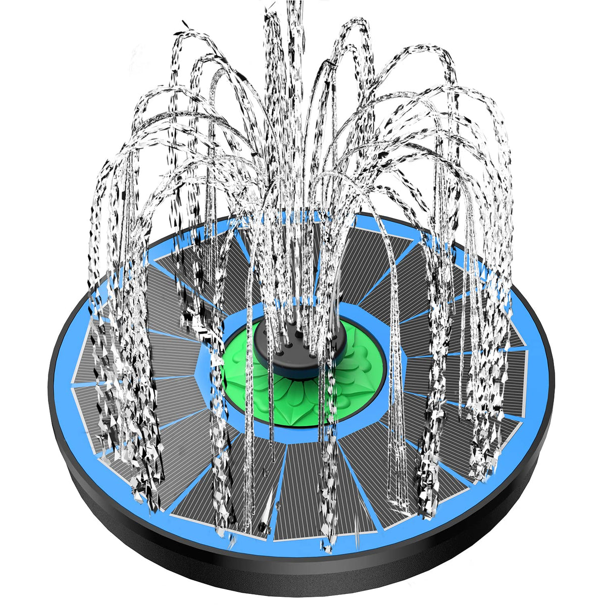 Yzert solar fountain with full glass panel for bird bath, enhancing visibility and efficiency