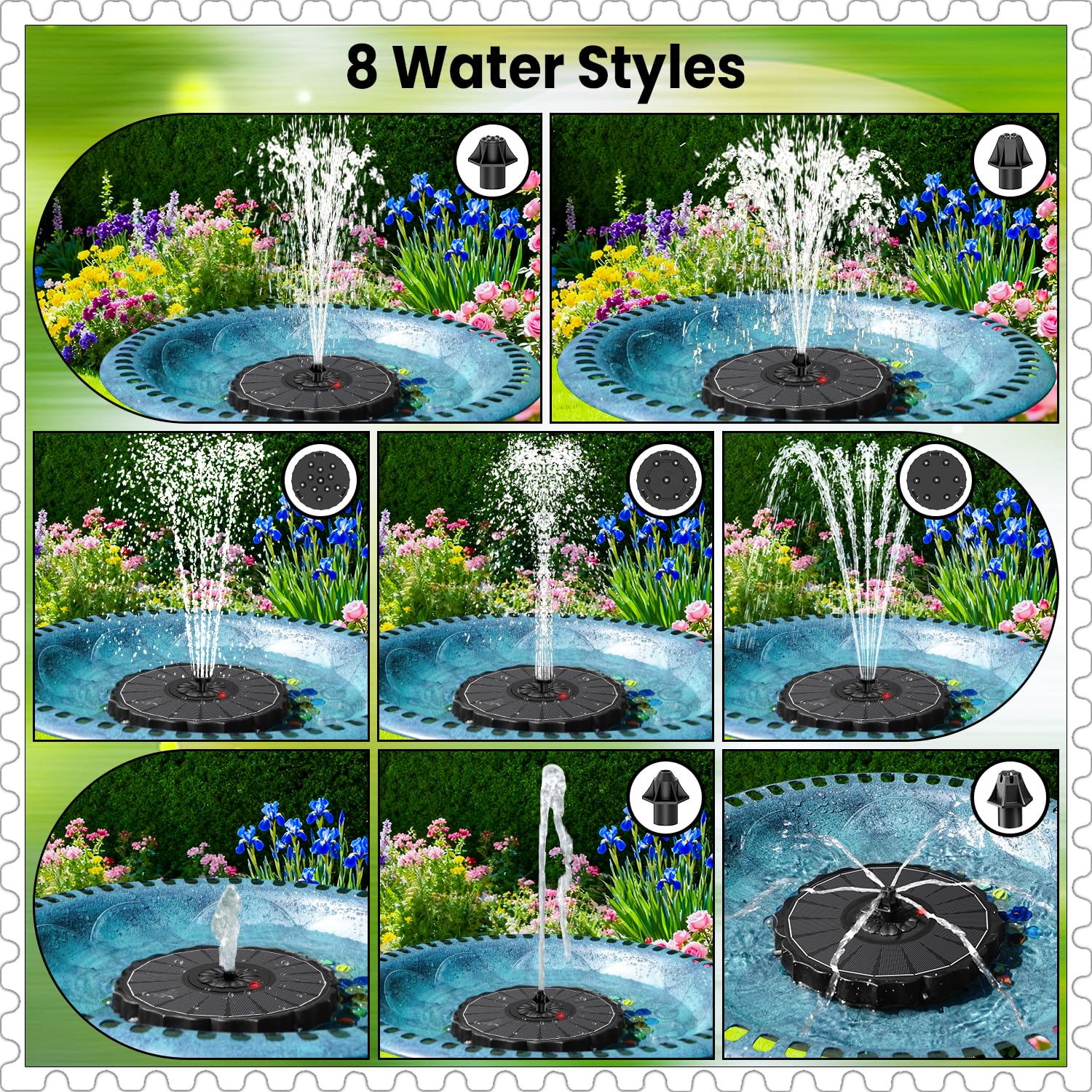 Yzert glass-panel solar fountain illustrating efficient energy capture in action