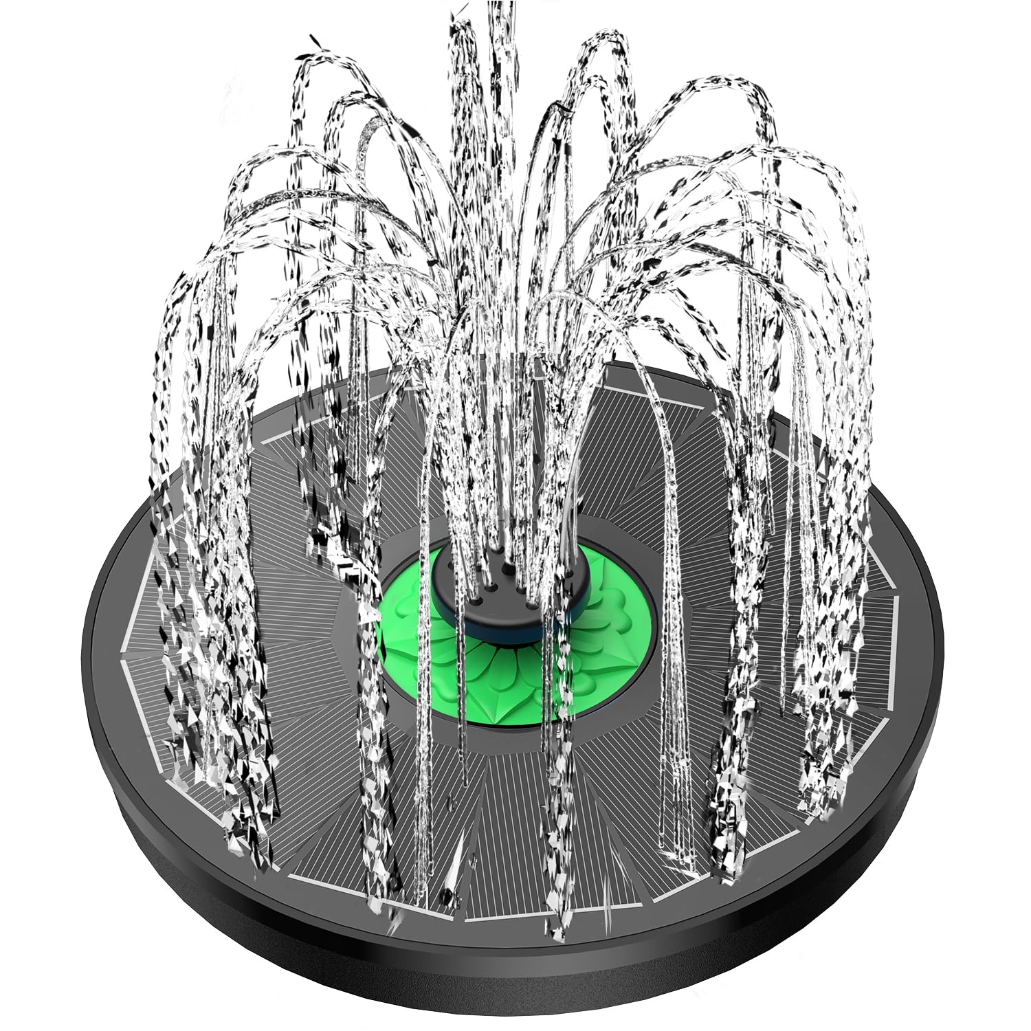 Yzert solar fountain glass-panel overview for stylish garden decoration.