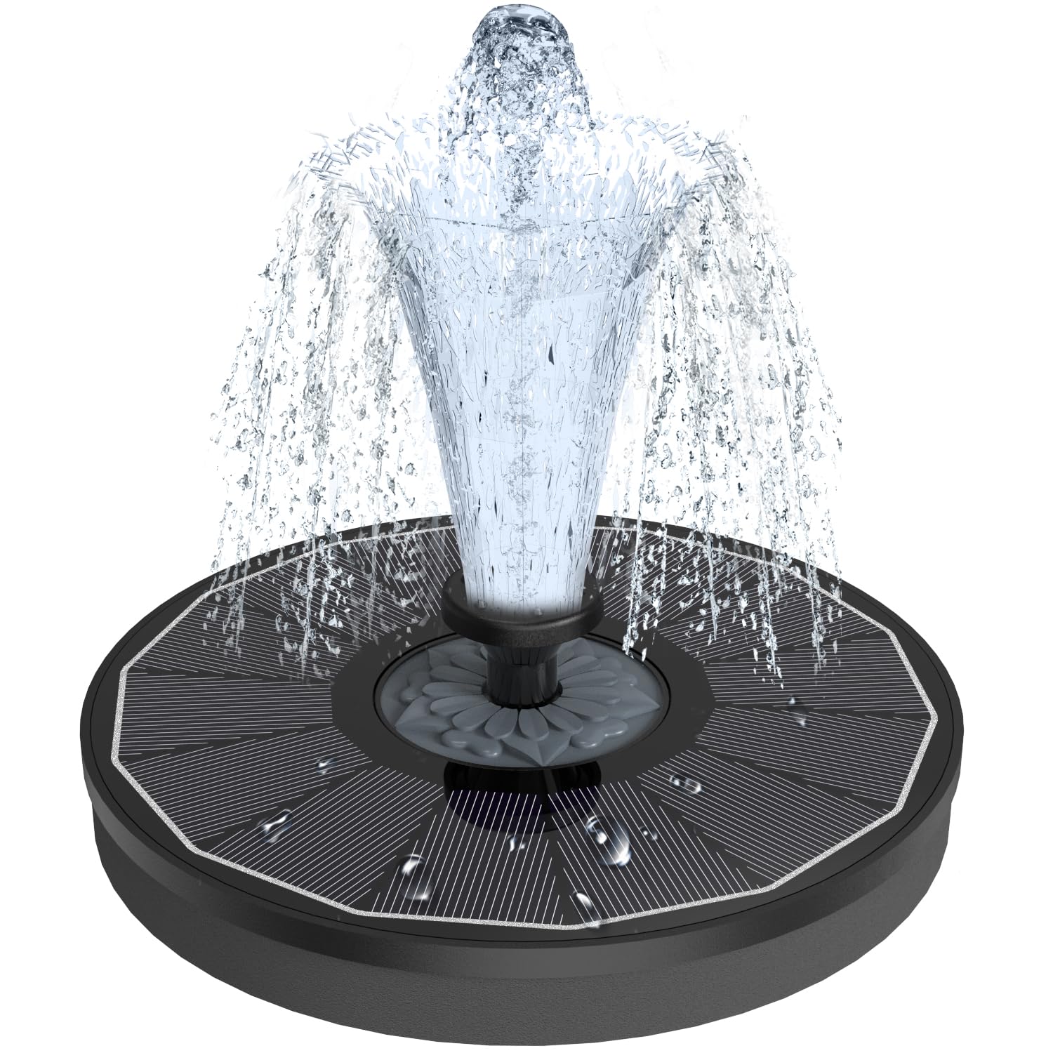 Yzert solar fountain with glass panel for durable, efficient outdoor operation.