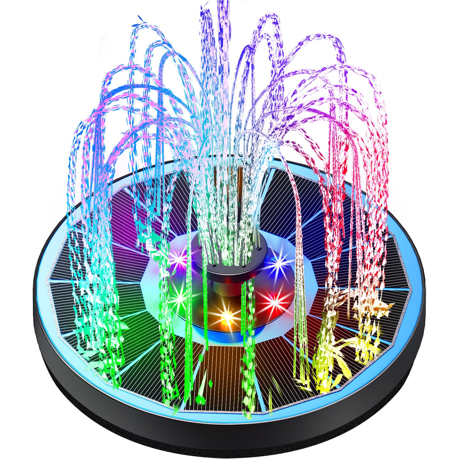 Yzert solar fountain with glass panel shines in sun for efficient spray.