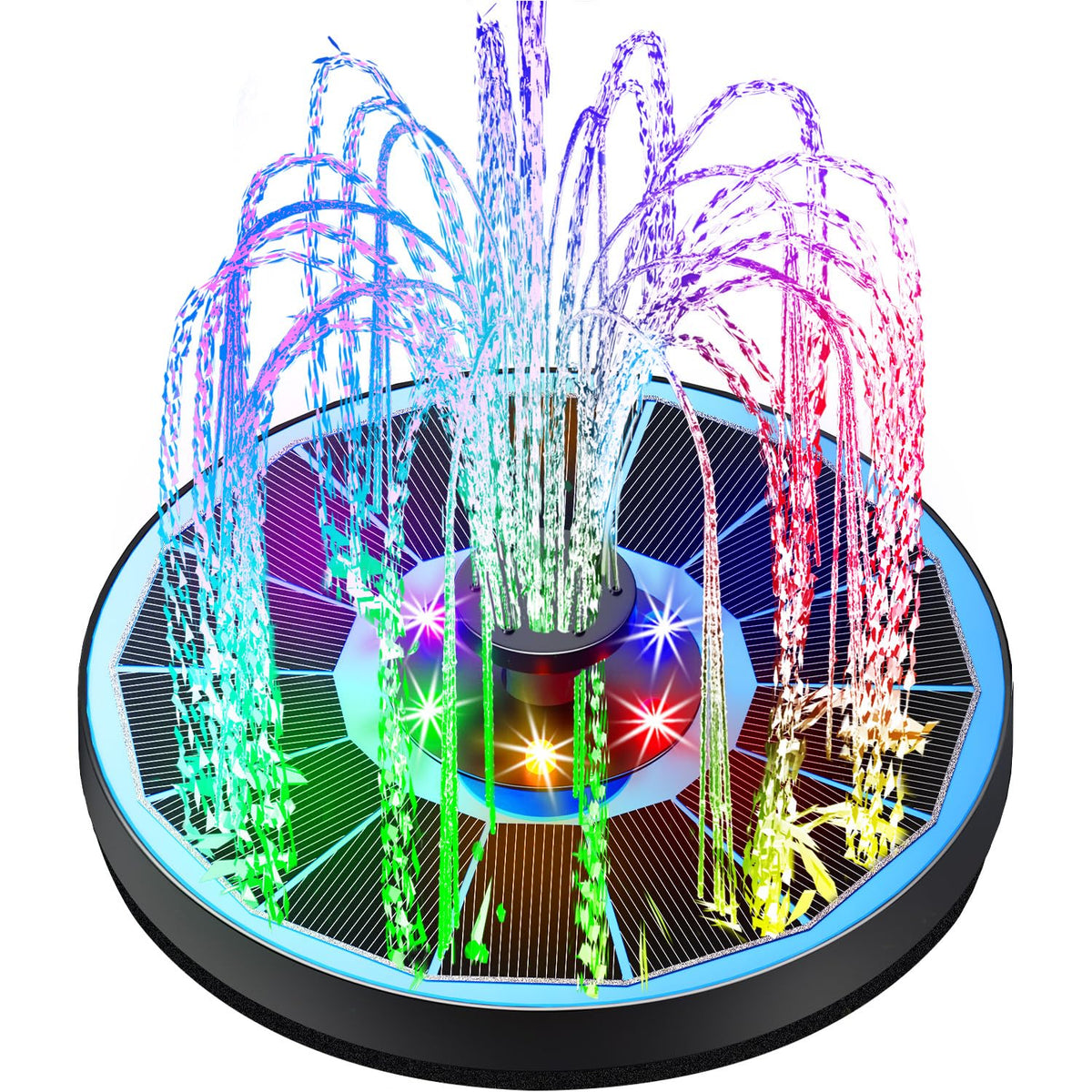 Yzert solar fountain with glass panel shines in sun for efficient spray.
