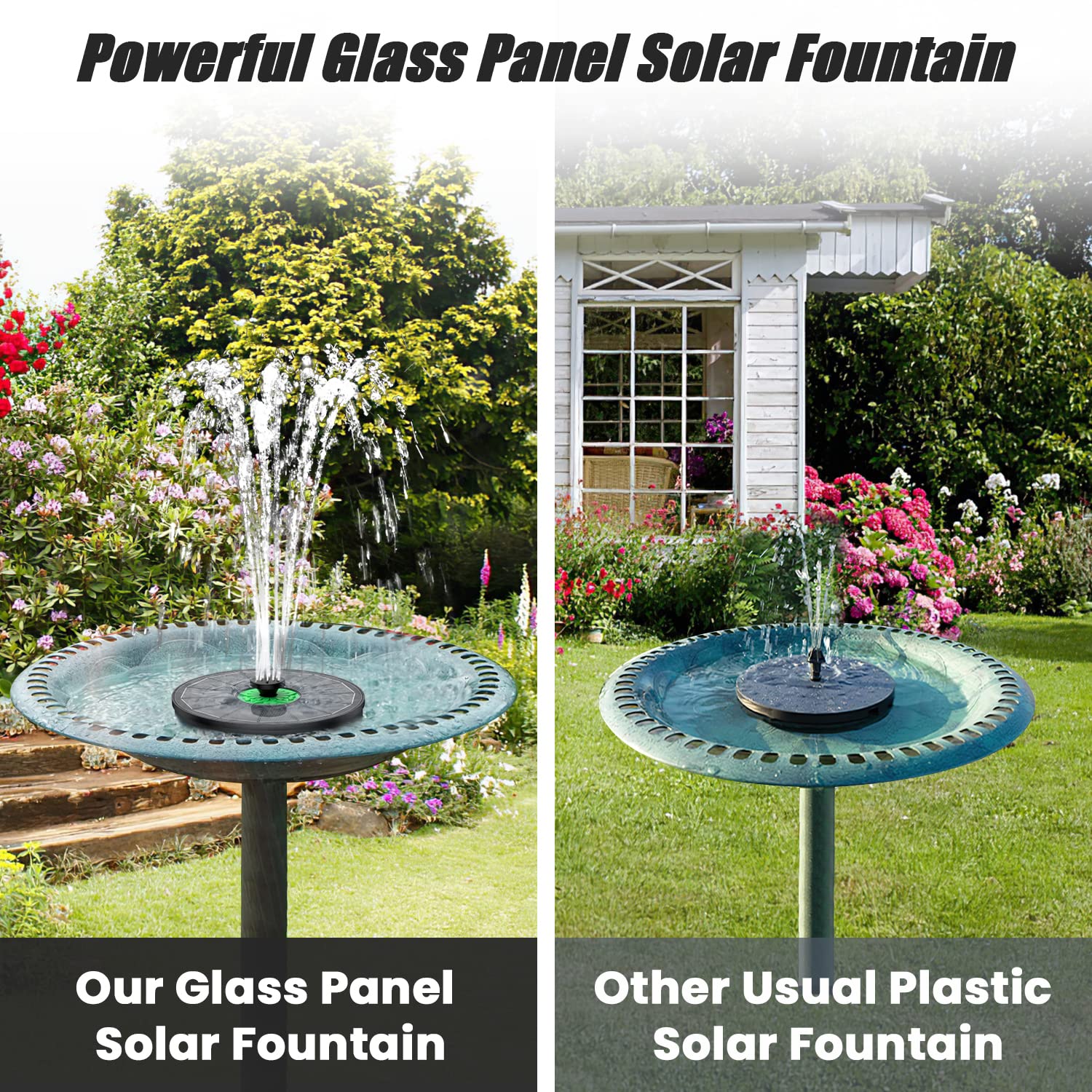 Yzert solar fountain operates without battery using 3.5W sun power.
