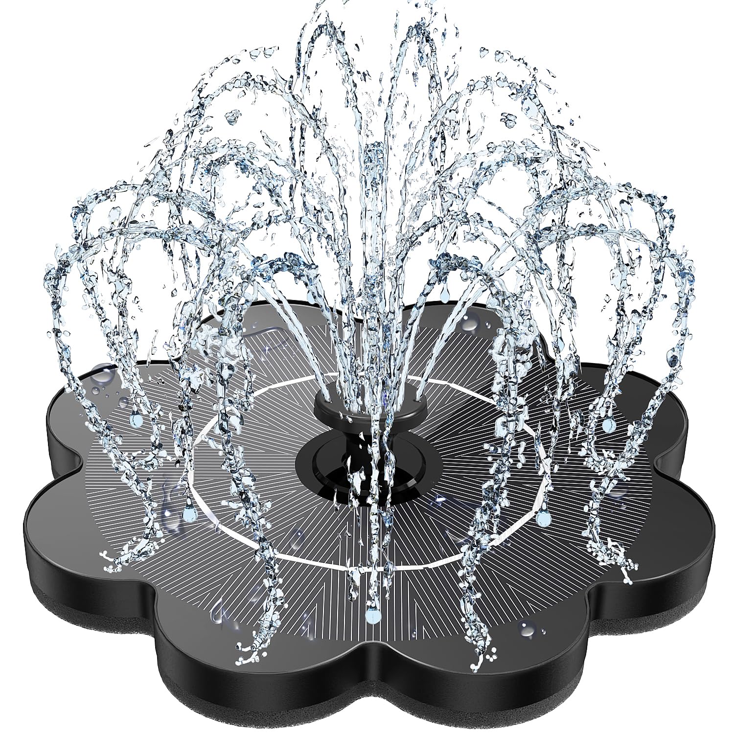 Yzert solar fountain petal glass panel creates a graceful garden water feature in sunlight