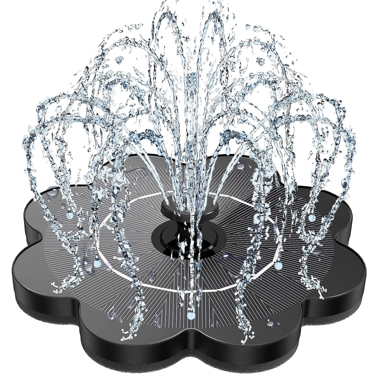 Yzert solar fountain petal glass panel creates a graceful garden water feature in sunlight