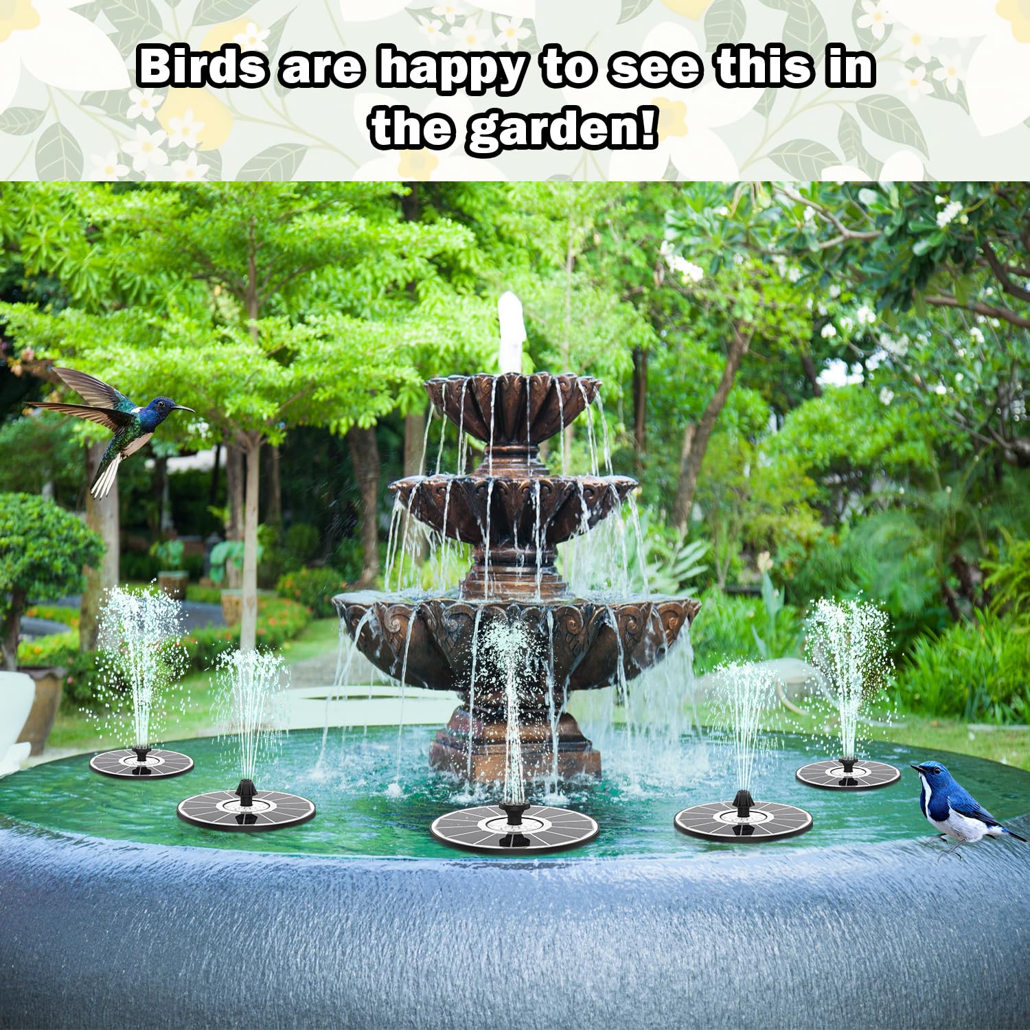 Yzert fountain shows seven nozzles for customizable spray styles