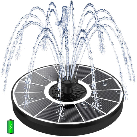 Yzert solar fountain with seven nozzles offers versatile water patterns for birdbaths.