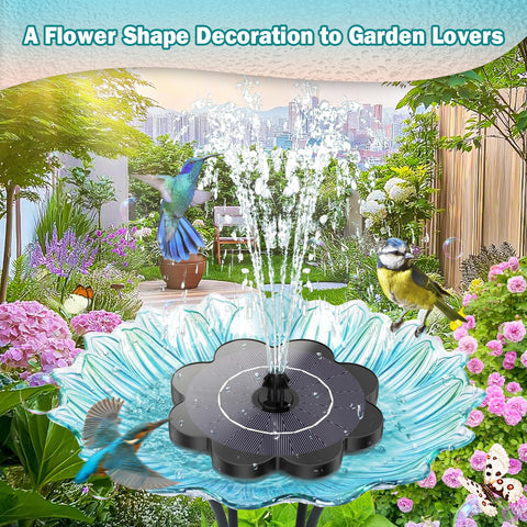 Yzert solar fountain seven nozzles offer customizable spray patterns for ponds and bird baths