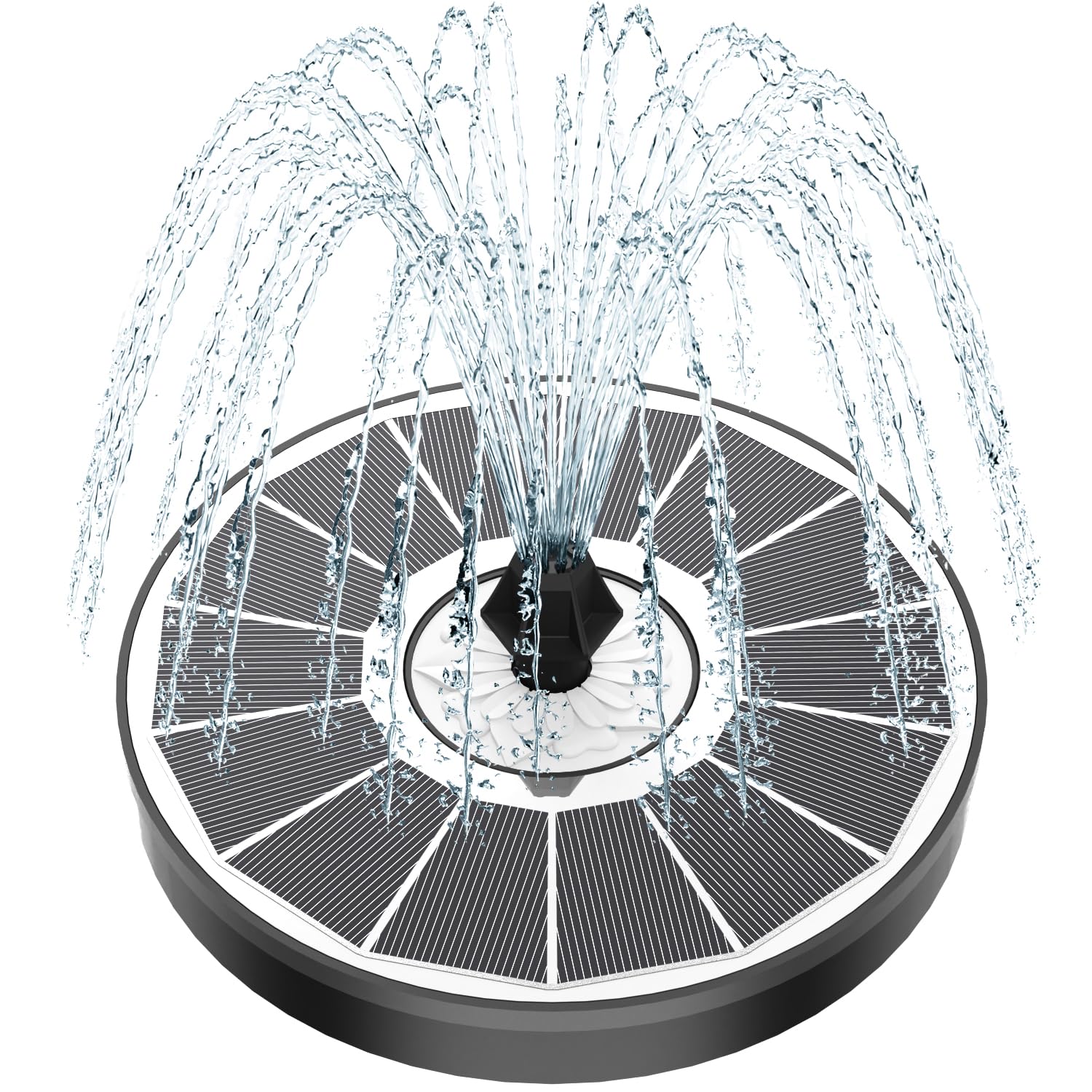 Yzert solar fountain with glass panel and white flower design for efficient operation