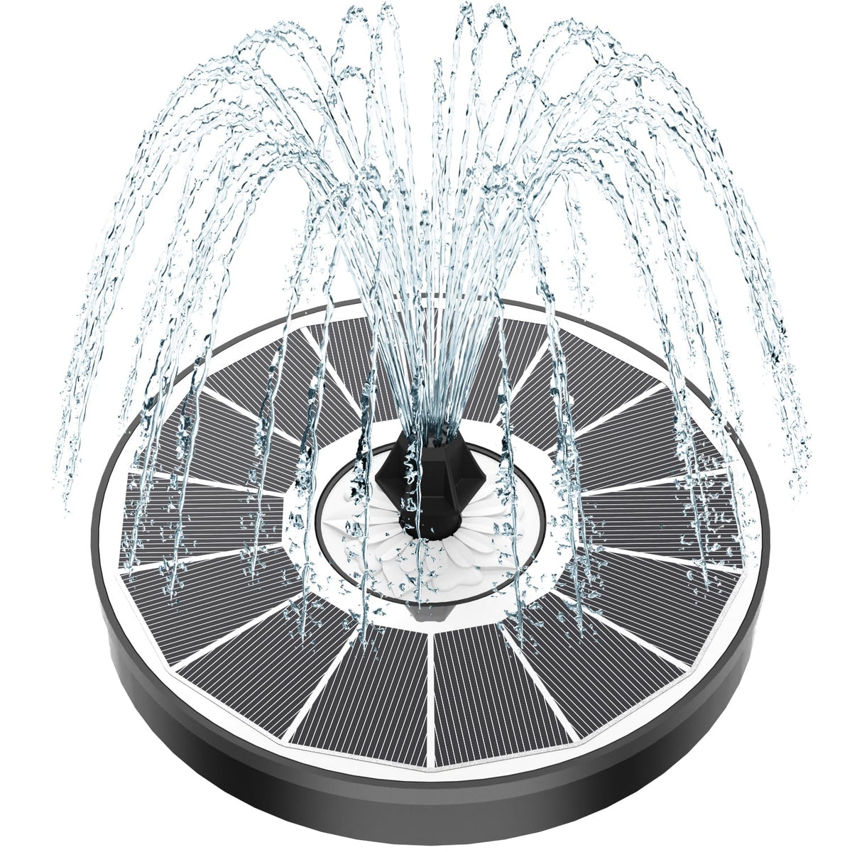 Yzert solar fountain with glass panel and white flower design for efficient operation