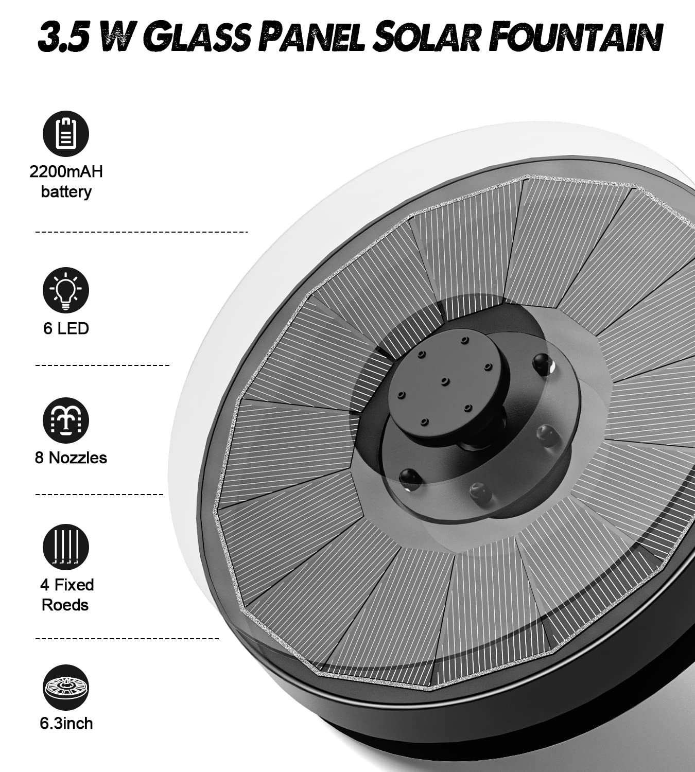 Yzert fountain with white LED lights creates a warm night display