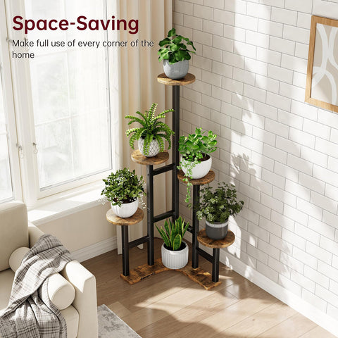 Yzosvki corner stand on balcony for patio plant arrangements.