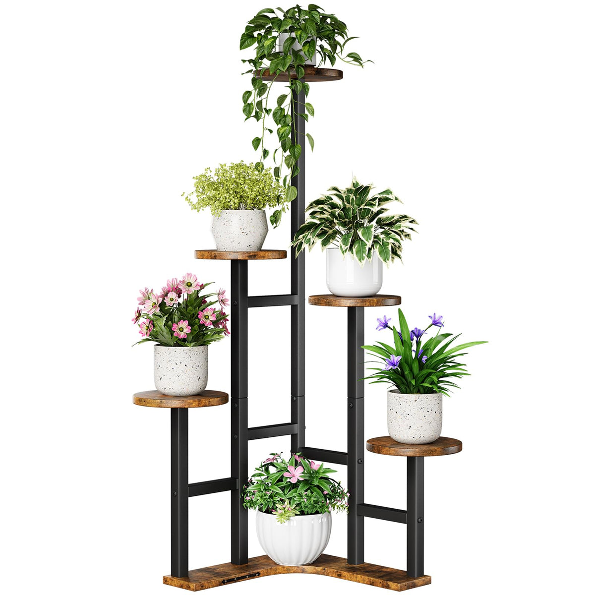 Yzosvki corner plant stand 6-tier display for compact indoor gardening.