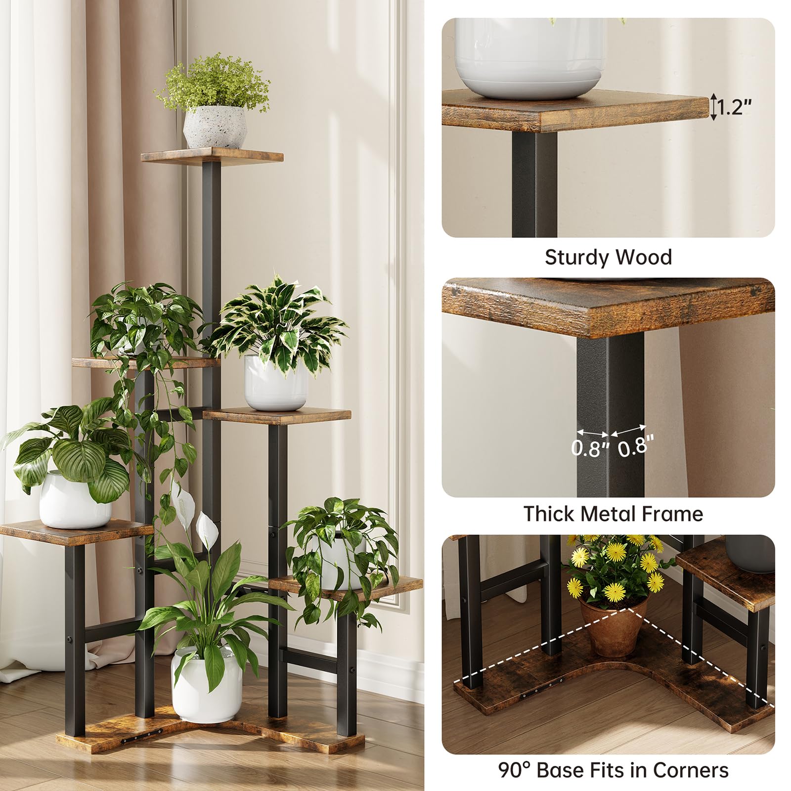 Yzosvki corner plant stand assembly guides quick setup