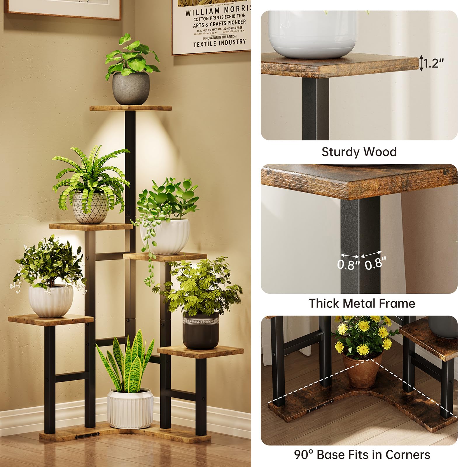 Yzosvki plant stand with full-spectrum lighting for indoor growth.
