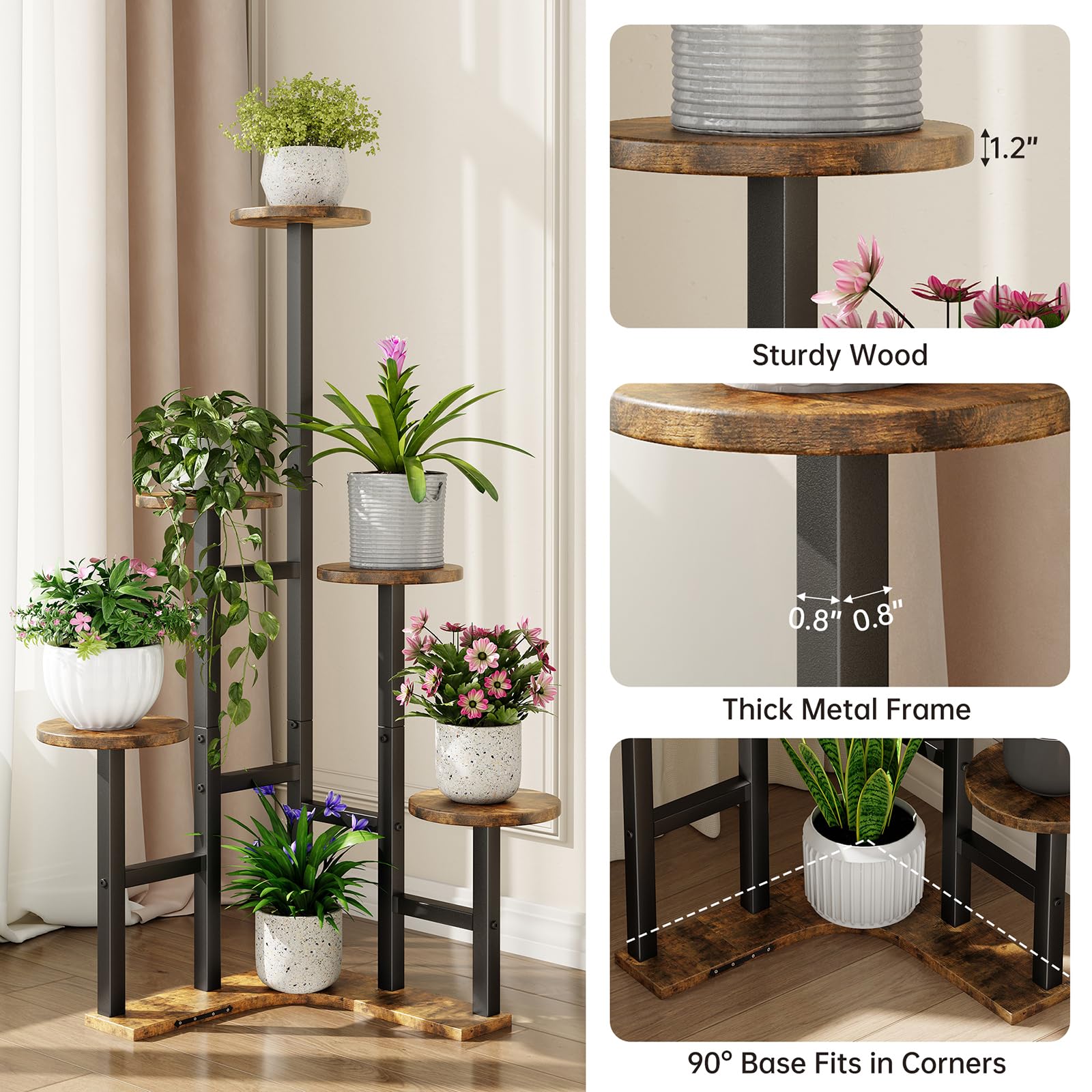 Yzosvki indoor plant display in living room showcasing organized greenery.