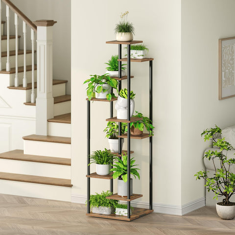Yzosvki living-room plant stand organizes ten plants elegantly and accessibly.