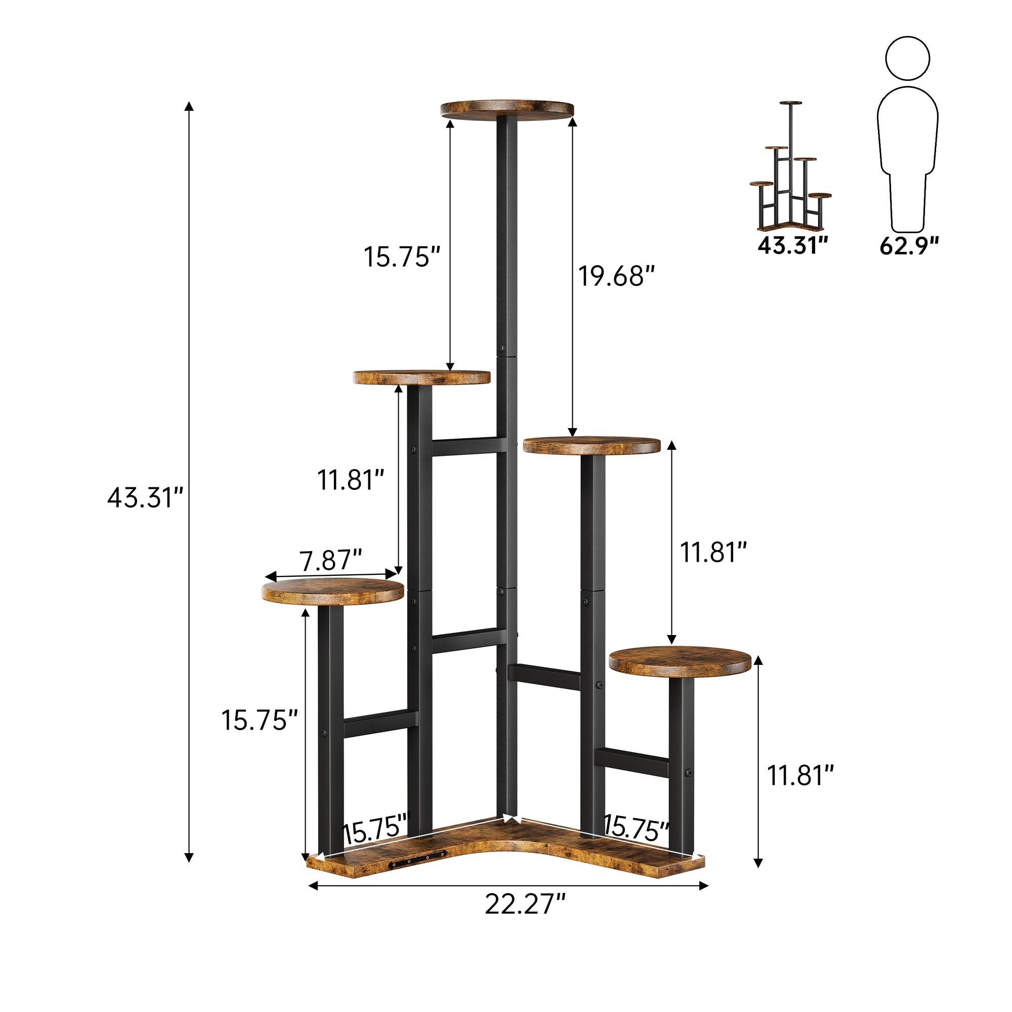 Yzosvki rustic brown shelves with black frame add stylish storage.