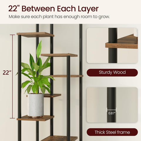 Yzosvki rustic brown shelves with black frame suit modern living rooms.