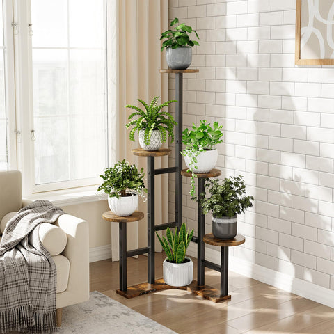 Yzosvki six-tier plant shelf seen from the side for space optimization.