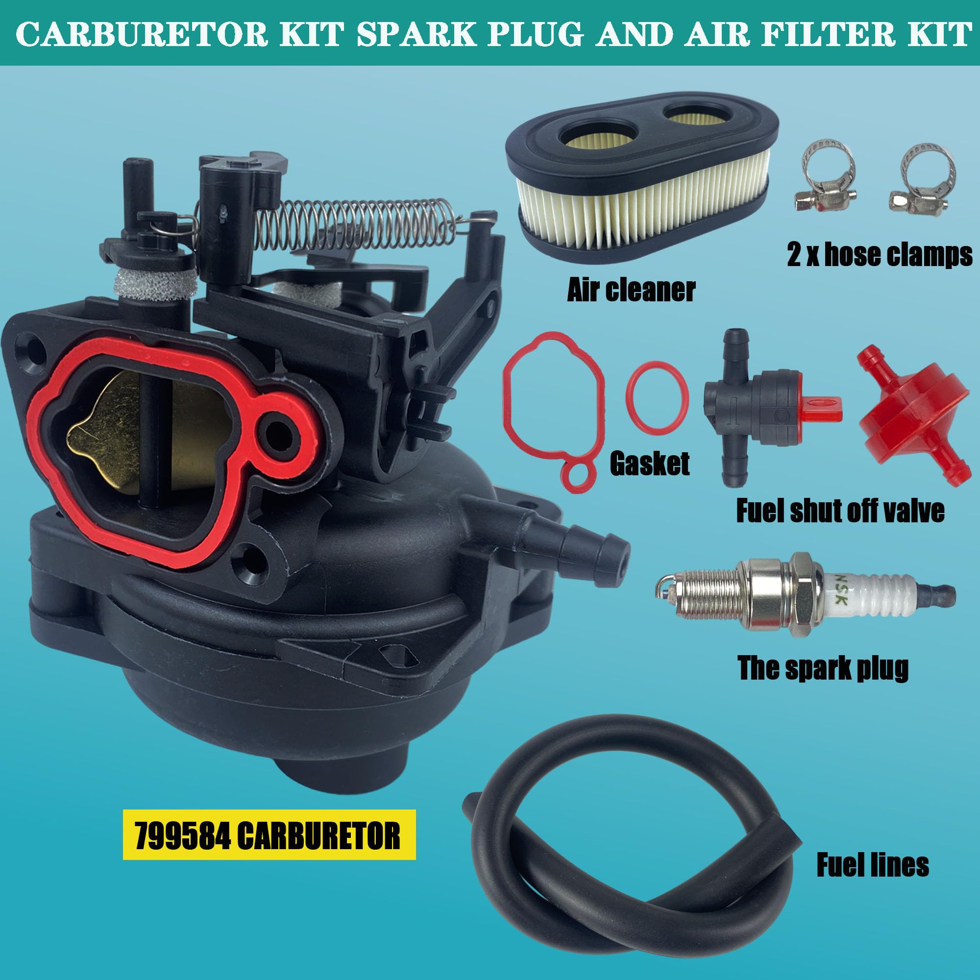 YzusGomumu carburetor kit front view highlights sturdy build for durable performance.