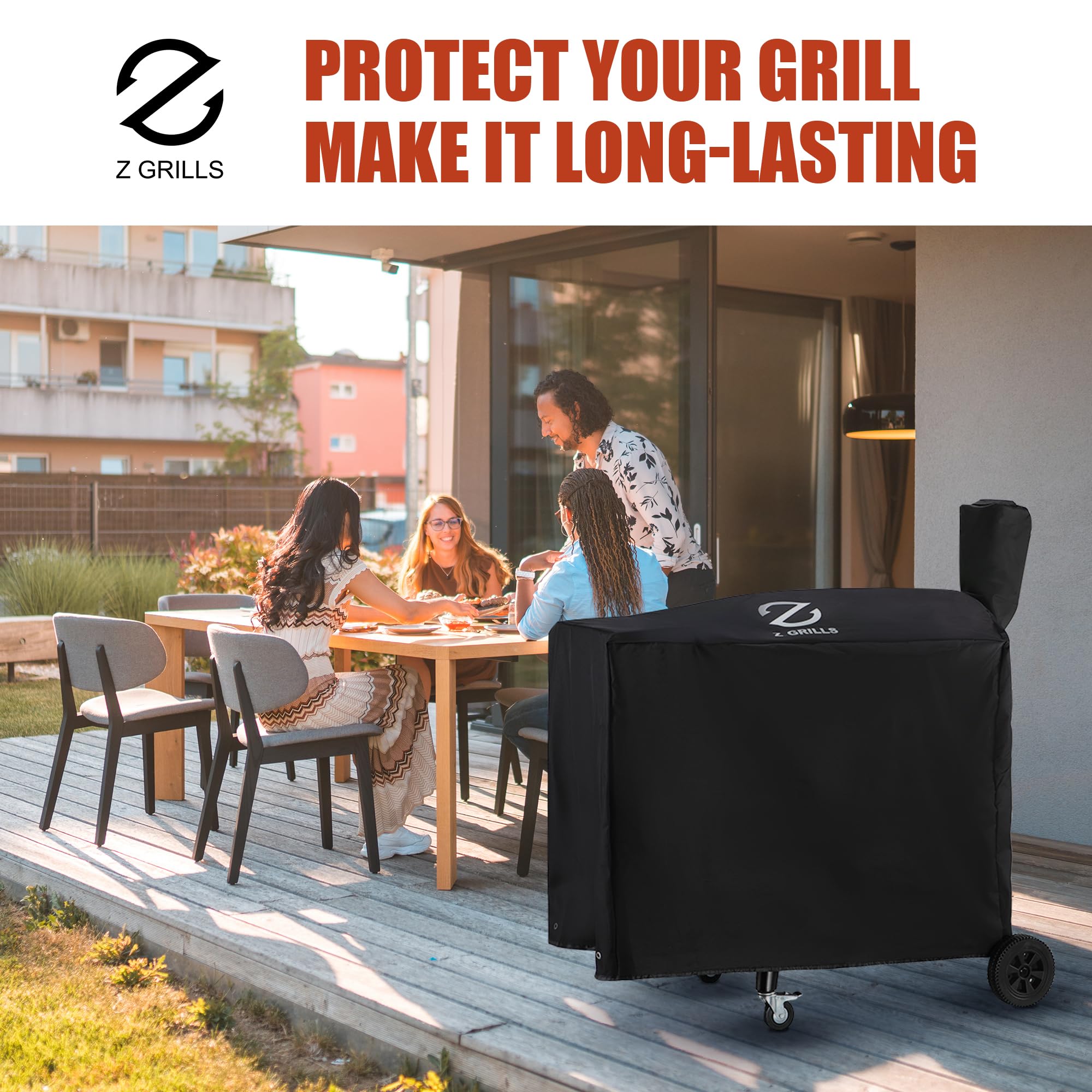 Z GRILLS easy-clean hose-down image implies quick maintenance after grilling.