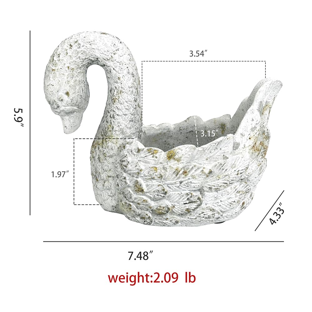 z2-belladecor concrete swan planter aged finish boosts outdoor aesthetic