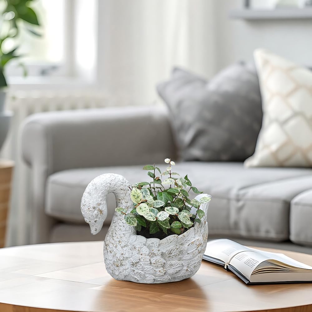 z2-belladecor swan planter closeup shows graceful silhouette and durability