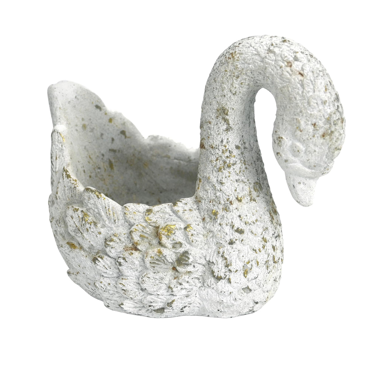 z2-belladecor swan planter outdoors on front porch adds elegant plant charm