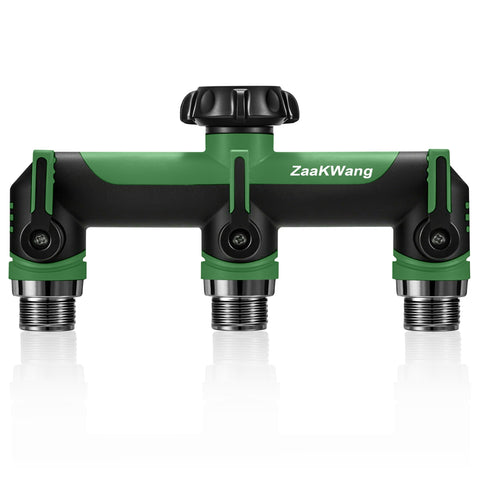 ZaakWang garden hose splitter with 360-degree rotate connector for flexible watering setups
