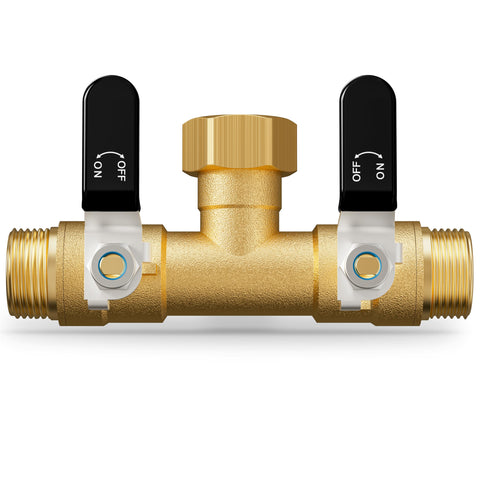 ZaakWang brass hose splitter with dual outlets for simultaneous watering tasks.