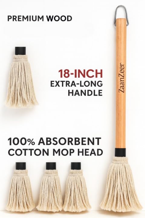 ZaanZeer mop uses absorbent cotton for thorough marinade coating.